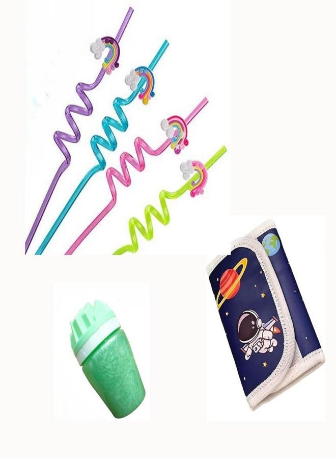 KALRA MAGIC® Kids Activity & Fun Combo - 4 Spiral Straws, 1 Mini Wallet Purse & 1 Slime Jar |Creative Fun Set for Girls & Boys (Set of 6) - Image 1